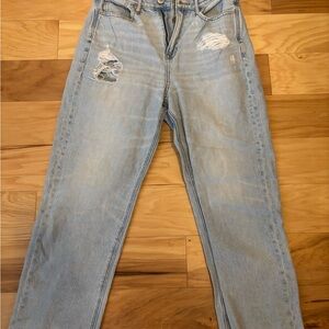 American Eagle Outfitters Light Blue Distressed Straight Leg Jeans